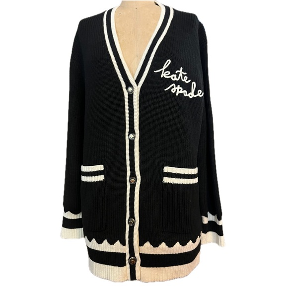 Kate Spade Oversized Logo Cardigan Black & White - Picture 4 of 16